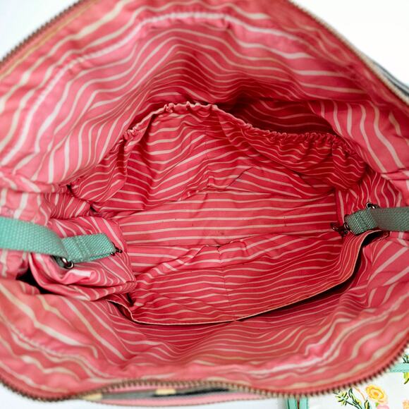 Matilda Jane Over The Moon Messenger Floral Diaper Bag & Pad Gray Teal - Picture 9 of 16